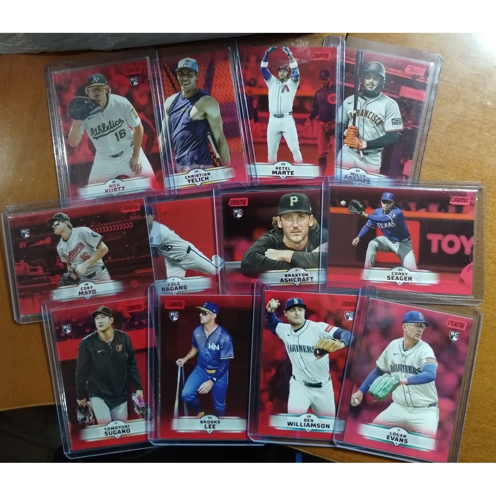 2025 Topps Stadium Club Red Foil Parallels Lot of 12 - Coby Mayo, Nick Kurtz + - Picture 1 of 13